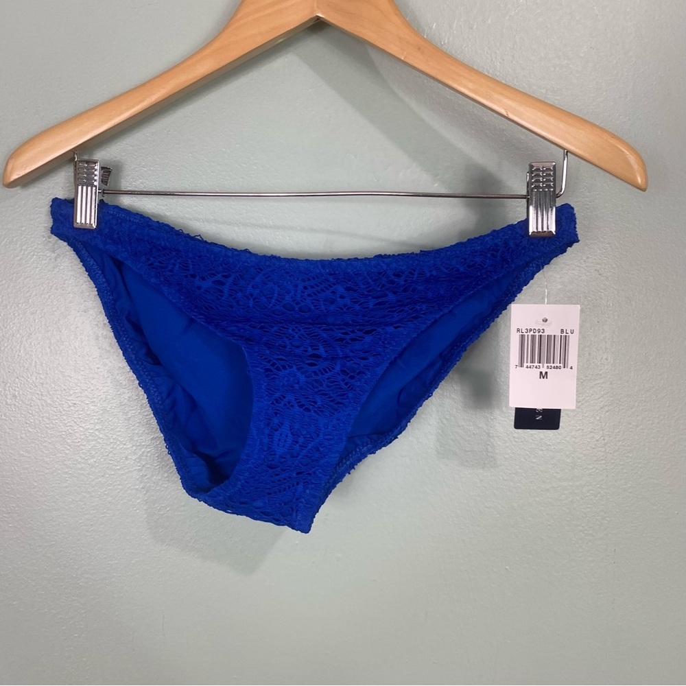 Ralph‎ Lauren Blue Lace Crochet Blue Bikini Bottoms Sz M